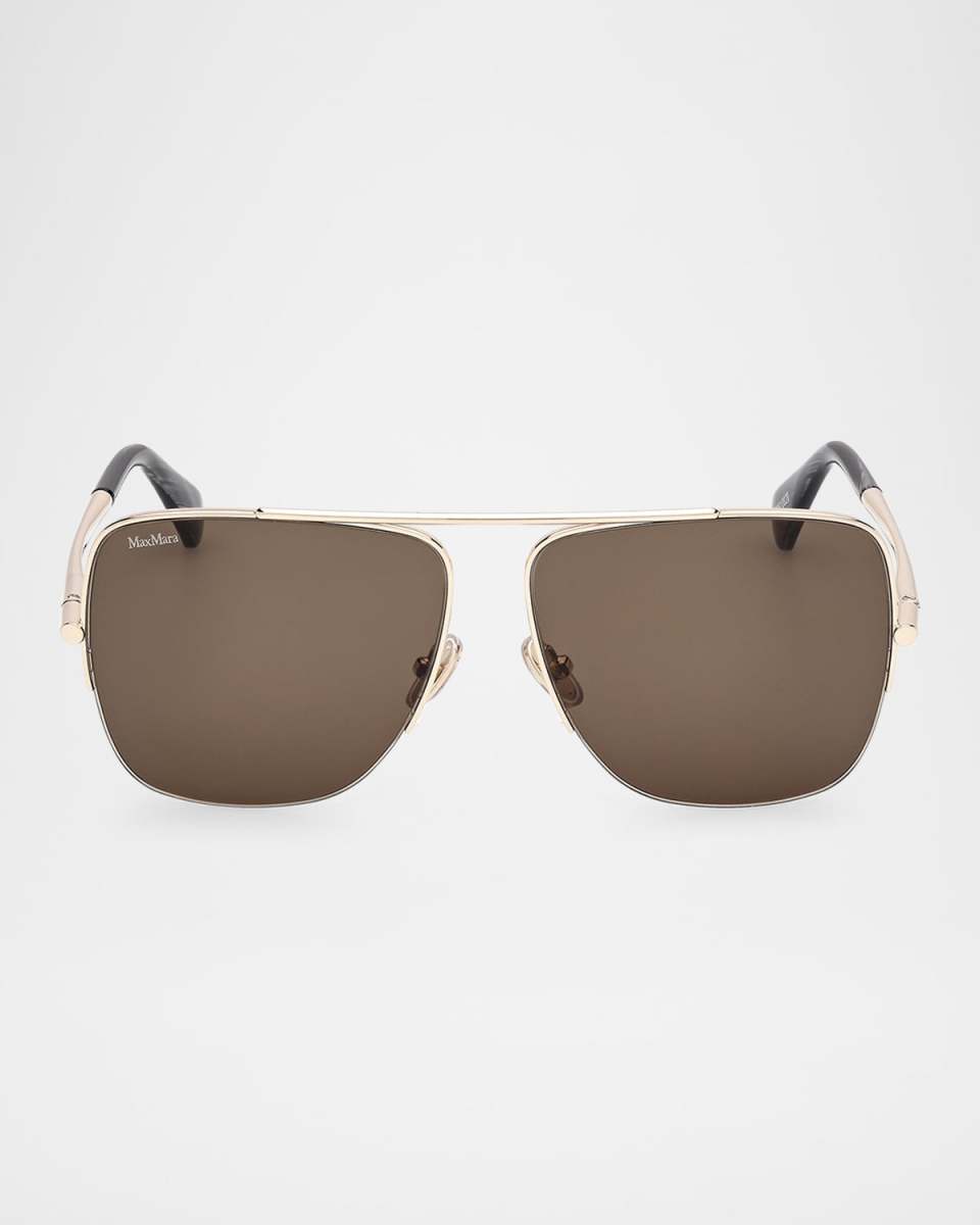 Logo Engraved Metal Aviator Sunglasses